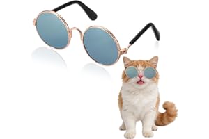 PETAXCELL Dog Sunglasses, Retro Dog Kittens Glasses Classic Metal Glasses Cosplay Costume Photo Props Cute Mini Eyewear, (Rou