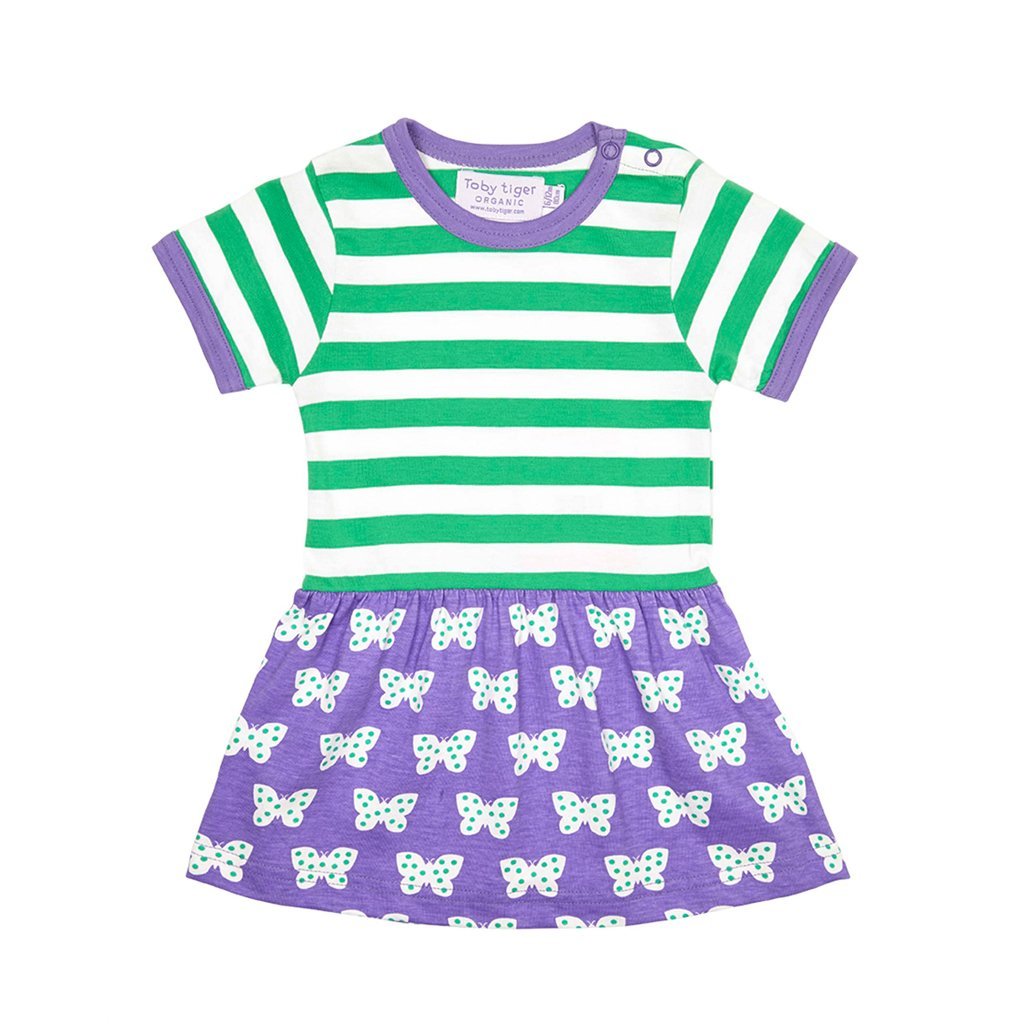Toby Tiger Girl's Butterfly Twirl Dress, Purple (Purple/Green/White), 3-4 Years (Size:104 cm)
