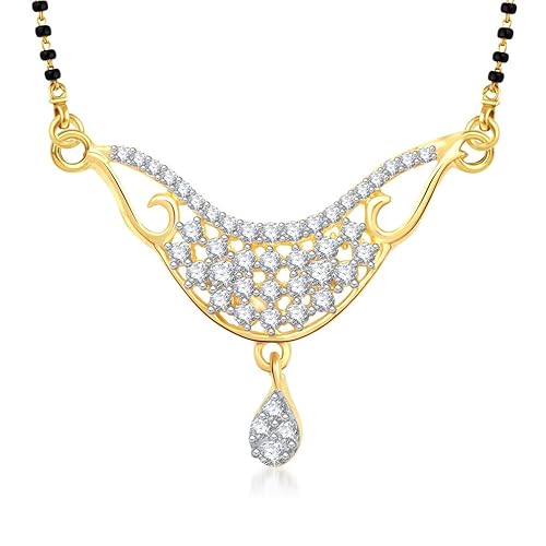 Cubic Zirconia Mangalsutra for Women (Golden) (vkmp1249g)