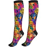 Mshutbna Compression Socks Knee High Circulation Support Socks For Women Men Athletic Running Work Hiking Cycling Travel
