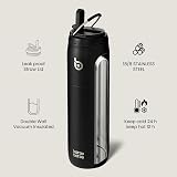 BOTTLE BOTTLE 32 oz Stainless Steel Water Bottle with Straw Lid Black view 2
