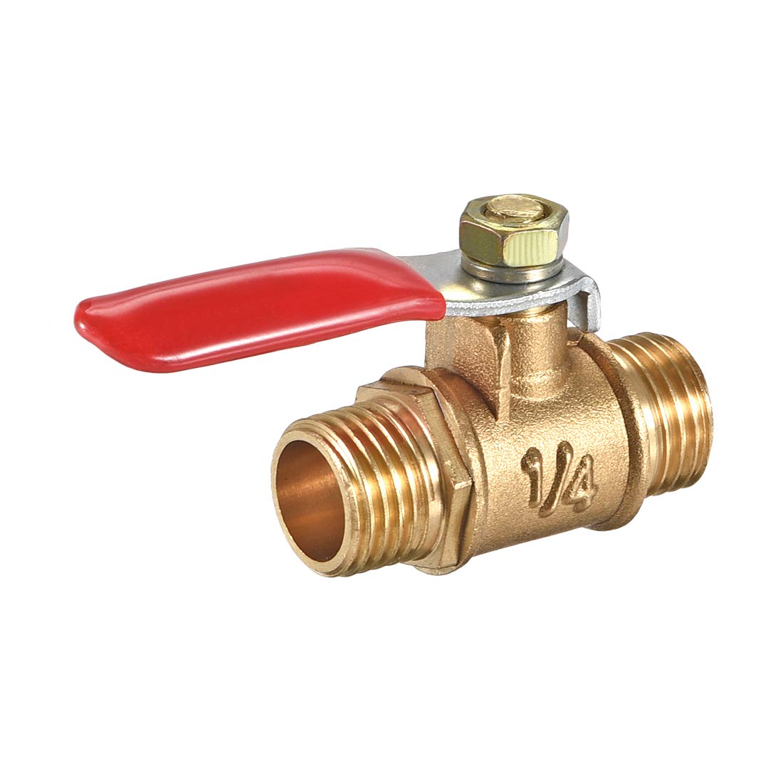 uxcell Brass Air Ball Valve Shut-Off Switch G1/4 Male to Male Pipe Tubing Fitting Coupler 180 Degree Operation Handle