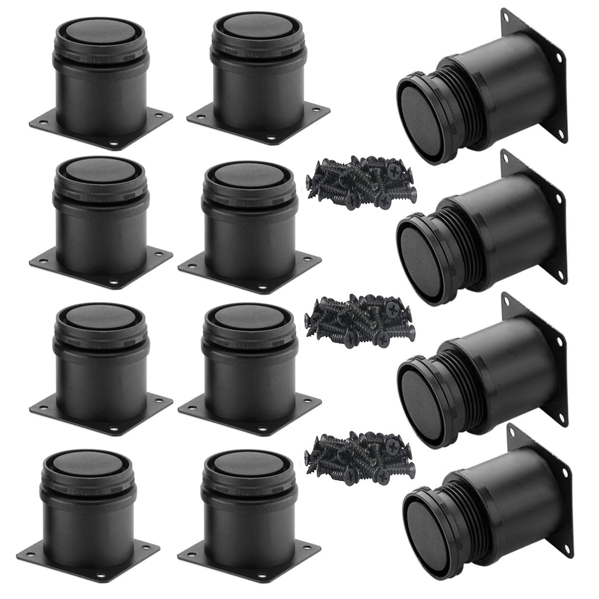 WEERSTONE Adjustable Furniture Feet, Stainless Steel Furniture Legs Feets Metal Cabinet Desk Legs, DIY Furniture Replacement Legs With Screws for Sofa Chair (12, Black)