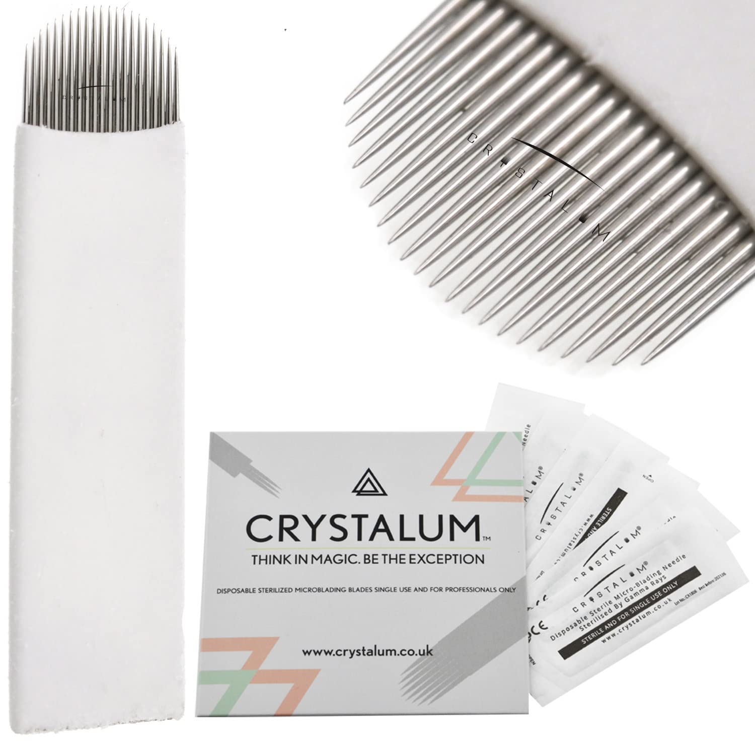 Microblading Blades 18U or 21U Pins PRO Range 0.20mm Flexi Needles Eyebrow Tattoo CRYSTALUM® Nano (21U-5)