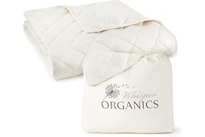 Whisper Organics, Bedding Heavy Thin Comforter Blanket Queen Size - 100% GOTS-Certified Organic Cotton, 300 Thread Count, Heavyweight 600 GSM, Plush - Ivory Color, 90x92 Inch