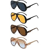 ISIUINN 4 Pieces Oversized Aviator Sunglasses for Women Men Trendy 70s Square Sun Glasses Vintage Large Frame Shades