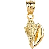 Sea Life Collection Dainty 14k Yellow Gold SeaShell Charm Pendant