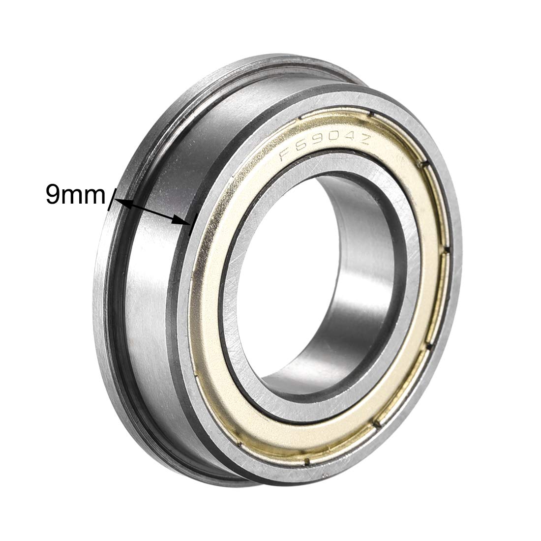 sourcing map F6904ZZ Flanged Ball Bearing 20x37x9mm Double Metal Shielded (GCr15) Chrome Steel Flange Rip Bearings 5pcs - Image 4