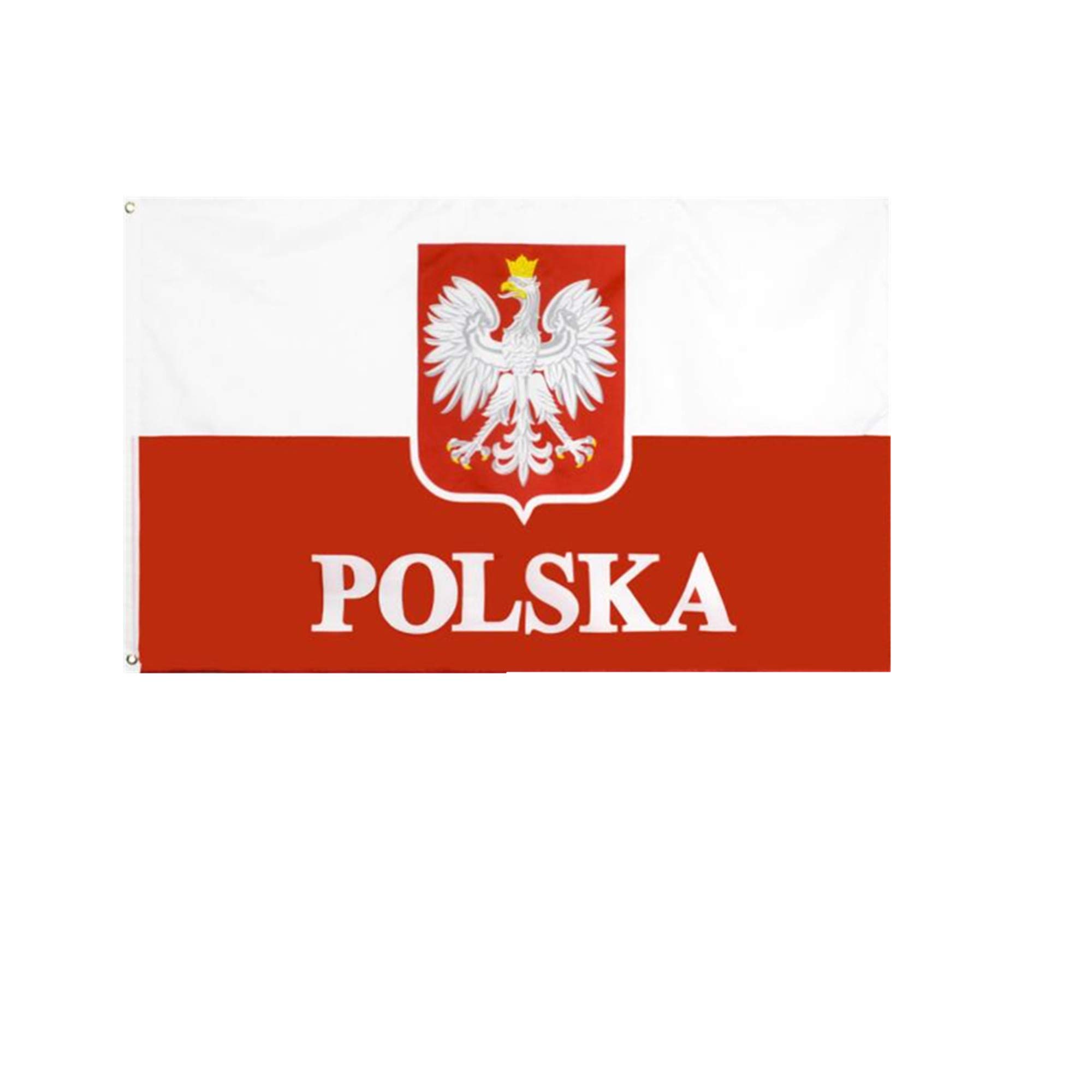 Poland polish POLSKA eagle Flags Banners - Durable 100% Polyester Fabric with Brass Grommets&Headband,3x5ft Outdoor Indoor Flying for Festival,Business,Party,School,Decoration and Patriotic Display