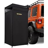 BUNKER INDUST Car Side Shower Tent with Roof, Portable Outdoor Camping Shower Bathroom with Roof &amp; LED Light for SUV Truck Overland, Waterproof Vehicle Side Awning Privacy Tent