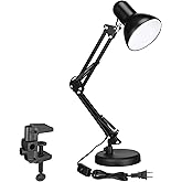TORCHSTAR Metal Desk Lamp with Clamp, Swing Arm, Architect Adjustable Gooseneck Table Lamp, Clip Desk Lights for Home Office,