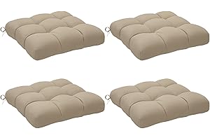 Outsunny 4-Piece Patio Chair Cushions Pillows, 19" x 19" x 4" Patio Cushions Set with Ties for Indoor Outdoor Garden Furnitur
