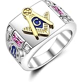 WKXZMTR Freemason Ring - Masonic Jewelry for Men - Punk Style Religious Amulet