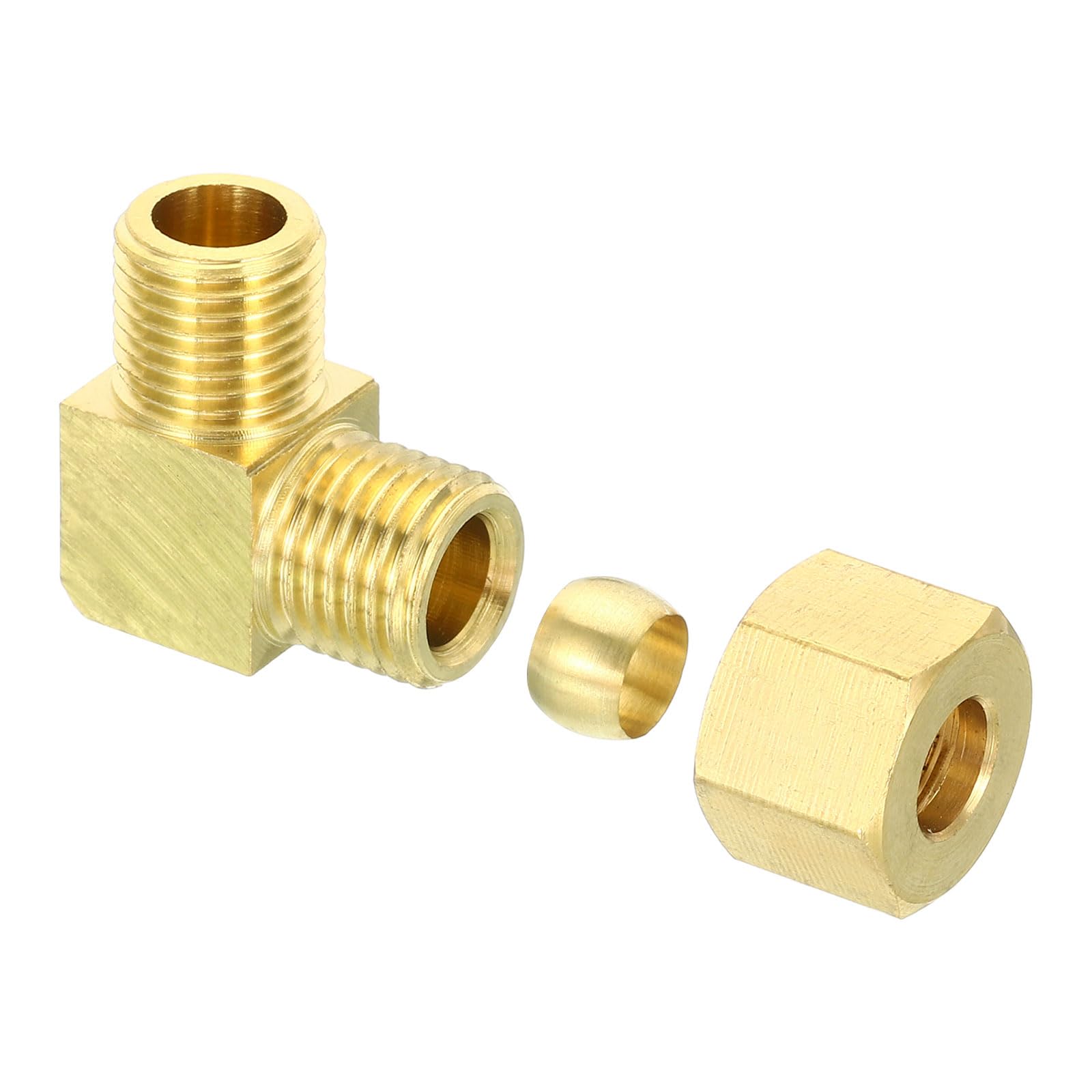 PATIKIL G1/4 Male x 8mm Tube OD Brass Compression Tube Fitting, 90 Degree Elbow Pipe Tube Fitting for Plumbing, Hose Connector
