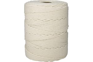 Klhamky 4mm546yd Natural Macrame Cotton Cord - 4 Strand Twisted 100% Cotton for Handmade Wall Hanging, DIY, Craft Making, Kni