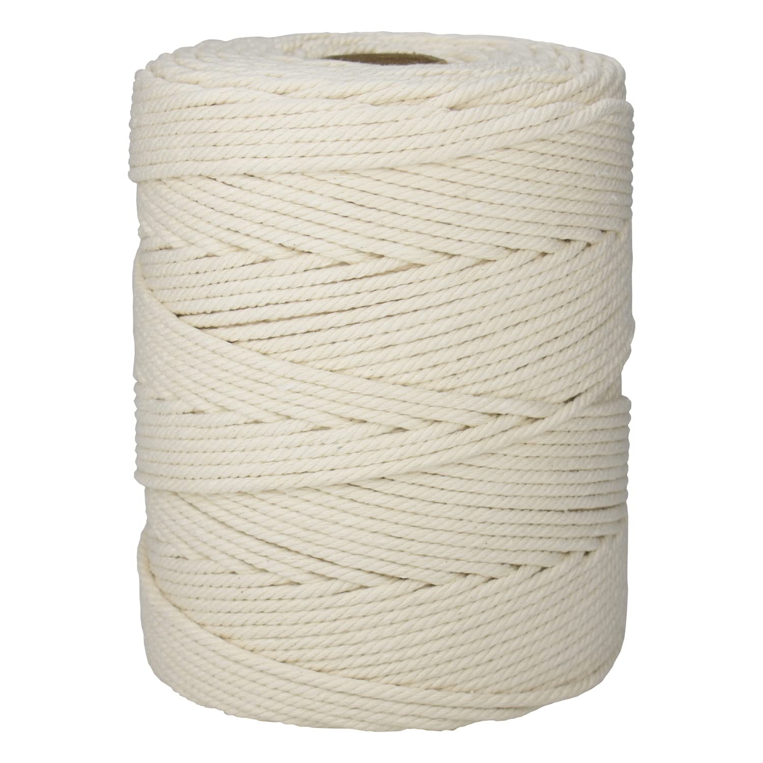 Klhamky 4mm×500m Makramee-Baumwollkordel, nicht gefärbt, weich, 4 Stränge, gedreht, 100% natürliche Baumwolle, für handgemachte Wandbehänge, DIY, dekorative Projekte (4mm×500m, Beige)