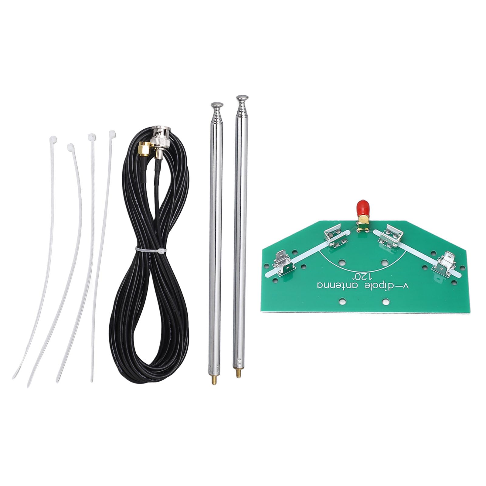 Telescopic V Dipole Antenna, 97cm / 38.2in Length Adjustable Frequency 78M-415MHz SMA Female Interface Silver Alloy Contacts, Telescopic Antenna for Aviation Applications