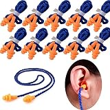 100 pairs Individually Wrapped Non Toxic Soft Silicone Corded Ear Plugs Reusable Hearing Protection Earplugs For Sleeping, Concerts, Music, Shooting, Construction Work, Motor Sports Racing