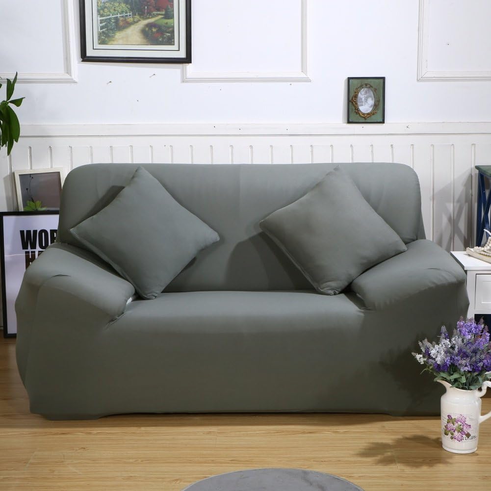 ParaCity Stretch Sofa Covers 3 Seater Fabric Slipcover Protector Couch Slipcover for 3 Cushion Couch (3 seater:185-230cm, Grey) - Image 4