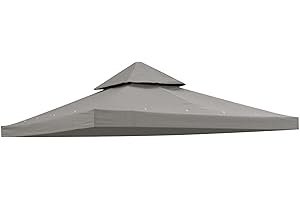 Yescom 8'x8' UV30+ Gazebo Canopy Replacement Top Cover PU Water Resistance for Dual Tier Outdoor Patio Garden Outdoor Party Backyard Gray