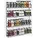 MyGift 4-Tier Black Chicken Wire Spice Rack Wall Mount Organizer, Pantry Seasoning Jars and Condiment Storage Shelves