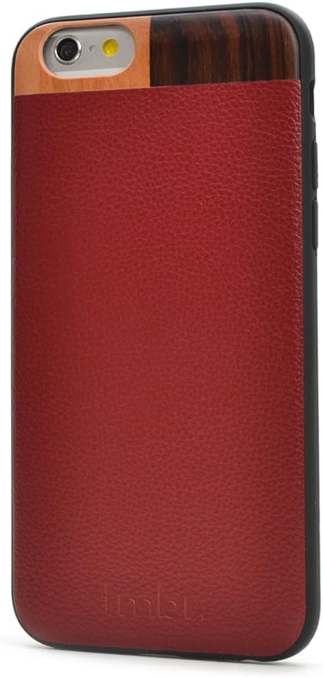 Red Leather & Wood Apple iPhone 6 Plus Case, Tmbr. iPhone 6/6s PLUS 5.5" Leather Case, iPhone 6 Plus 5.5" Case Wood & Leather