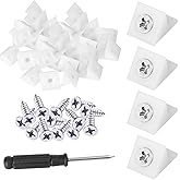 60 Pcs Drawer Wedges with Screws Drawer Bottom Support Brackets Fixing Mending Wedges 90 Degree Plastic Angle Code Bracket Fasteners Drawer Reinforcement Repair Kit for Furniture Sagging Drawer