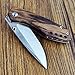Enlan M011 Pocket Knife with Stainless Steel Blade and Zebra Wood Handle Outdoor Camping EDC Hand Tool Folding Knife with Clip (Plain)