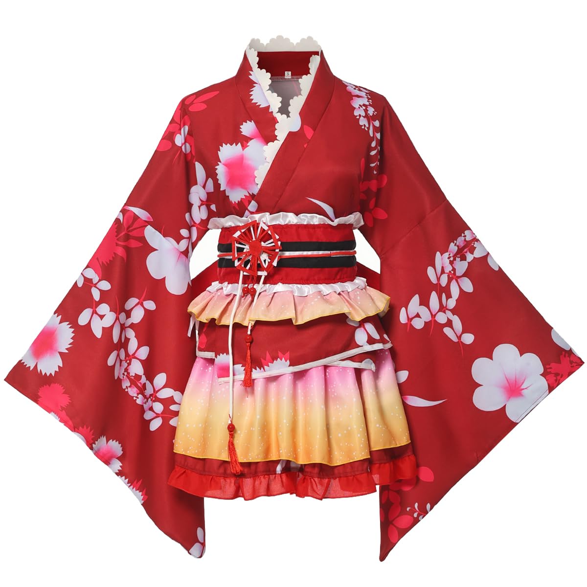 GRACEART Japanese Kimono Costume Anime Cosplay Dress Robe (Red)(Size: One Size)