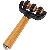 Tomotato Handheld Spiky Massage Balls Roller, 3 Wheels Spiky Point Muscle Massage Roller with Wood Handle, Muscle Relaxation Tools for Foot Arm Body Neck Leg Pain Pressure Relief
