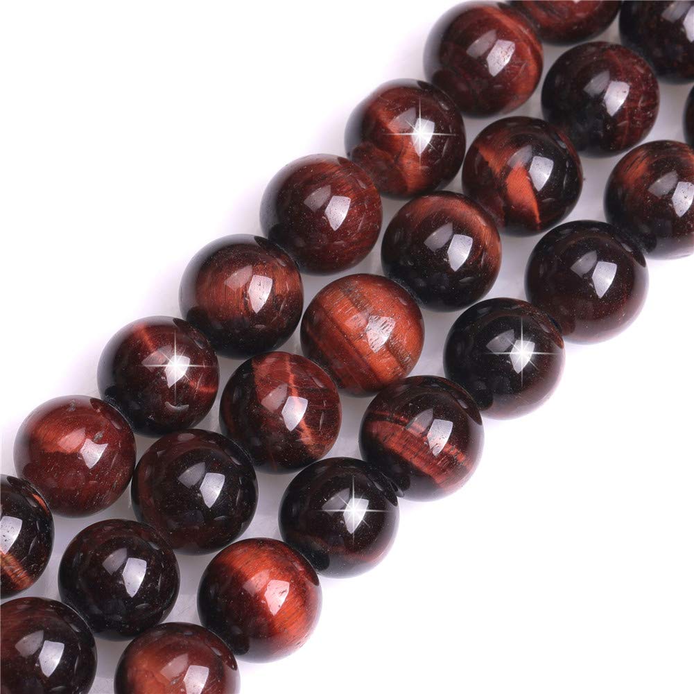 Natural Red Tiger Eye Gemstone Semi Precious Round 10mm Loose Beads for Jewellery Making DIY Bracelet Necklace Crafts 15''