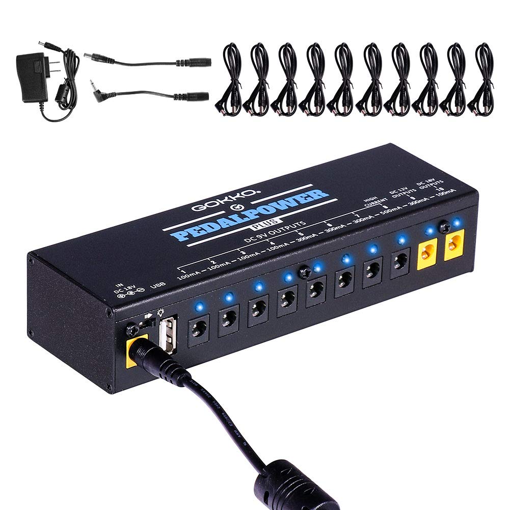 GOKKO AUDIO パワーサプライ エフェクターペダル用 エレキギター用 電源 10独立9V/12V/18V DC出力 電源供給 PSE認証(プラス)商品画像