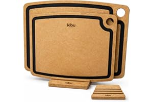 Wood Fiber Cutting Board Set (2-Piece) with Holder – Composite Kitchen Boards, Dishwasher Safe, Non-Toxic, High-Density Chopp