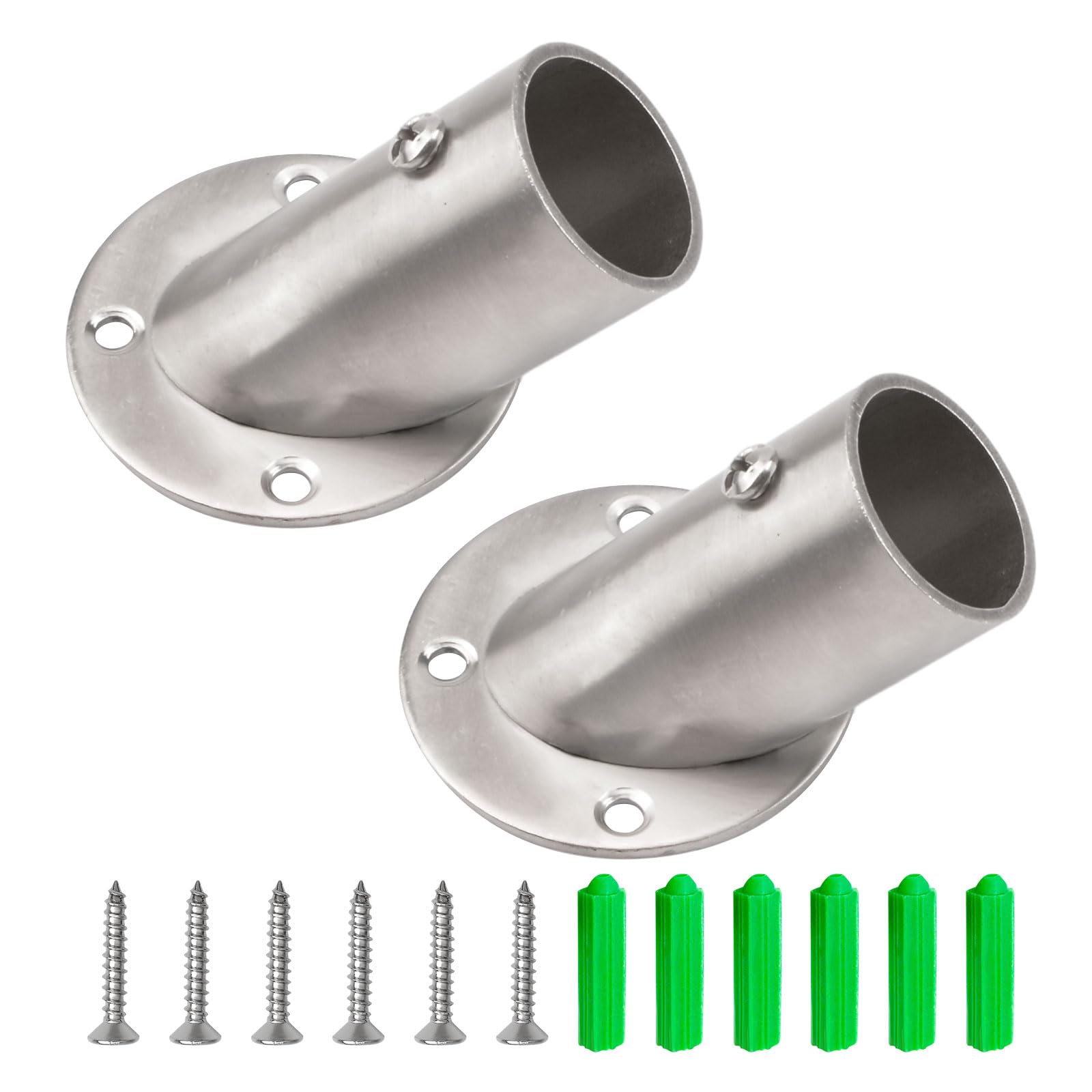UFURMATE Flange Rod Holder, 2Pcs Stainless Steel 90° Wall Corner Pole Sockets Fixing Pole Wall Brackets Closet Rod Flange Support for Bathroom Wardrobe (26mm/1.02 inch)
