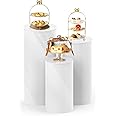White Cylinder Pedestal Stands for Party- 3 Pieces , Large White Cake Pedestal Stand, Pedestal Display Plinth Pillars for Wedding Ceremony Birthday Party Art Decor--35.4''(L),29.5''(M),23.6''(S)