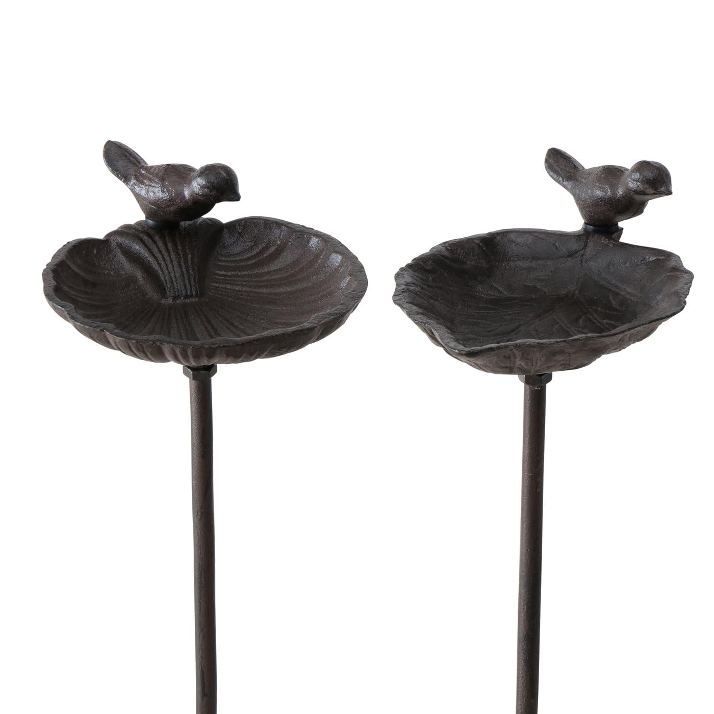 Bird Bath on Stake for the Garden made of Cast Iron - 2 Different Designs, 1 Piece, 20 x 14 cm x 98 cm