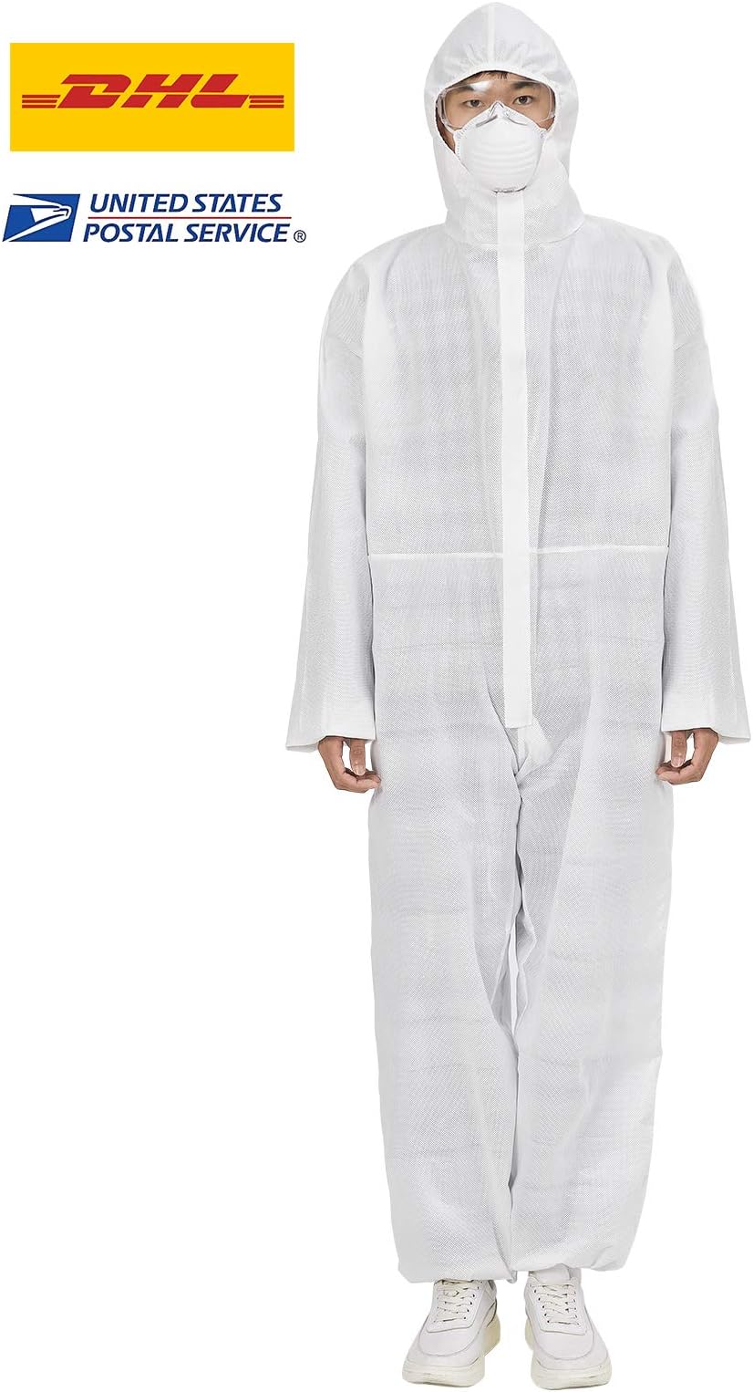 Protective Coverall Suit Disposable Anti-Dust Protective Clothing with Hood,Elastic Wrist Ankles Isolation Suit 1PC