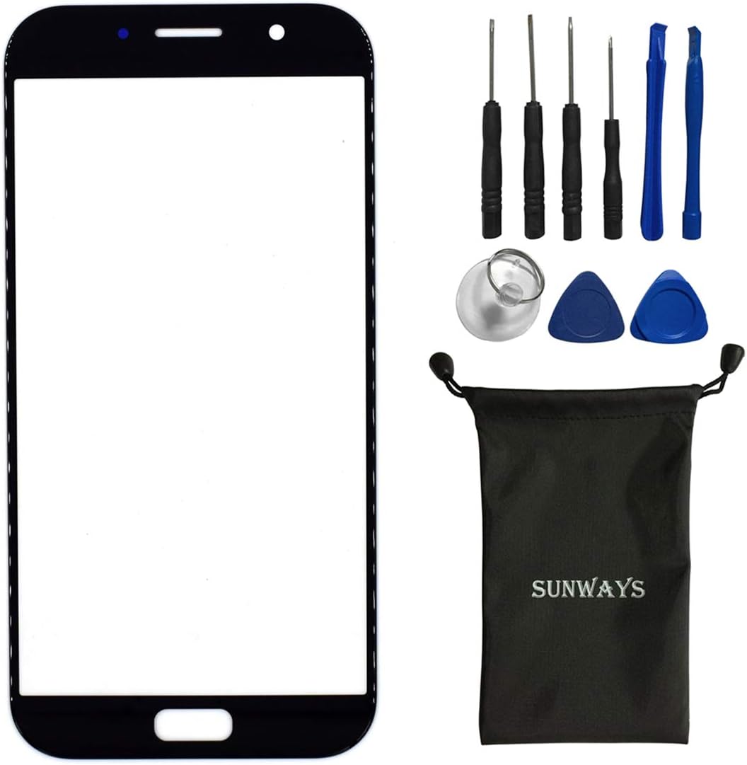 Sunways Outer Glass Screen Replacement for Samsung Galaxy A7 2017 A720F Black