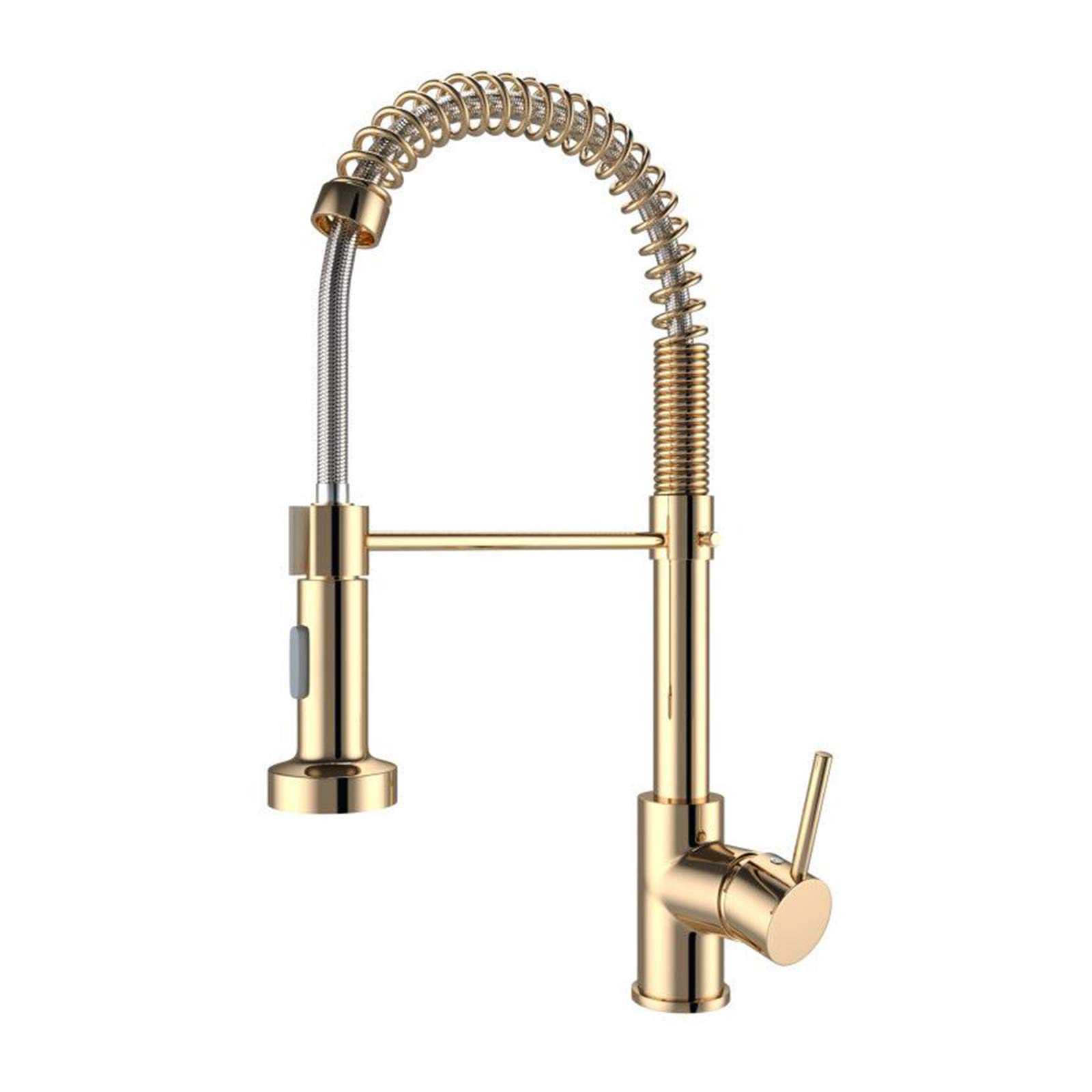 Onyzpily Gold Kitchen Taps Kitchen Sink Mixer tap with Solid Brass Commercial Single Handle Single Hole Pull Down Sprayer Swivel Sprayer Mixer Tap