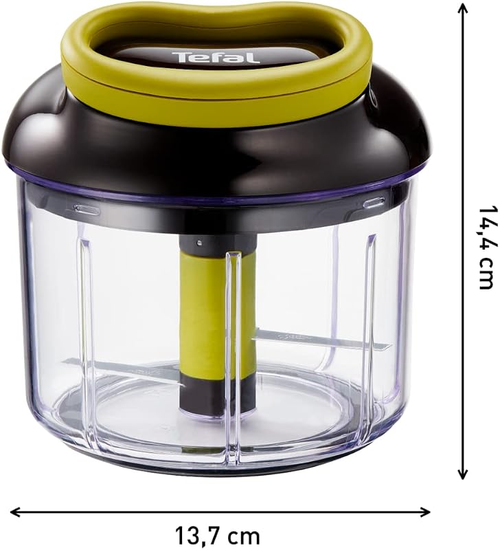 K13204 Ingenio 5-Sekunden-Zerkleinerer ohne Strom, Fassungsvermögen: 900ml, Multizerkleinerer, Universalzerkleinerer für Gemüse, Obst, Nüsse, Knoblauch, Babynahrung, Schwarz/Grün/Transparent