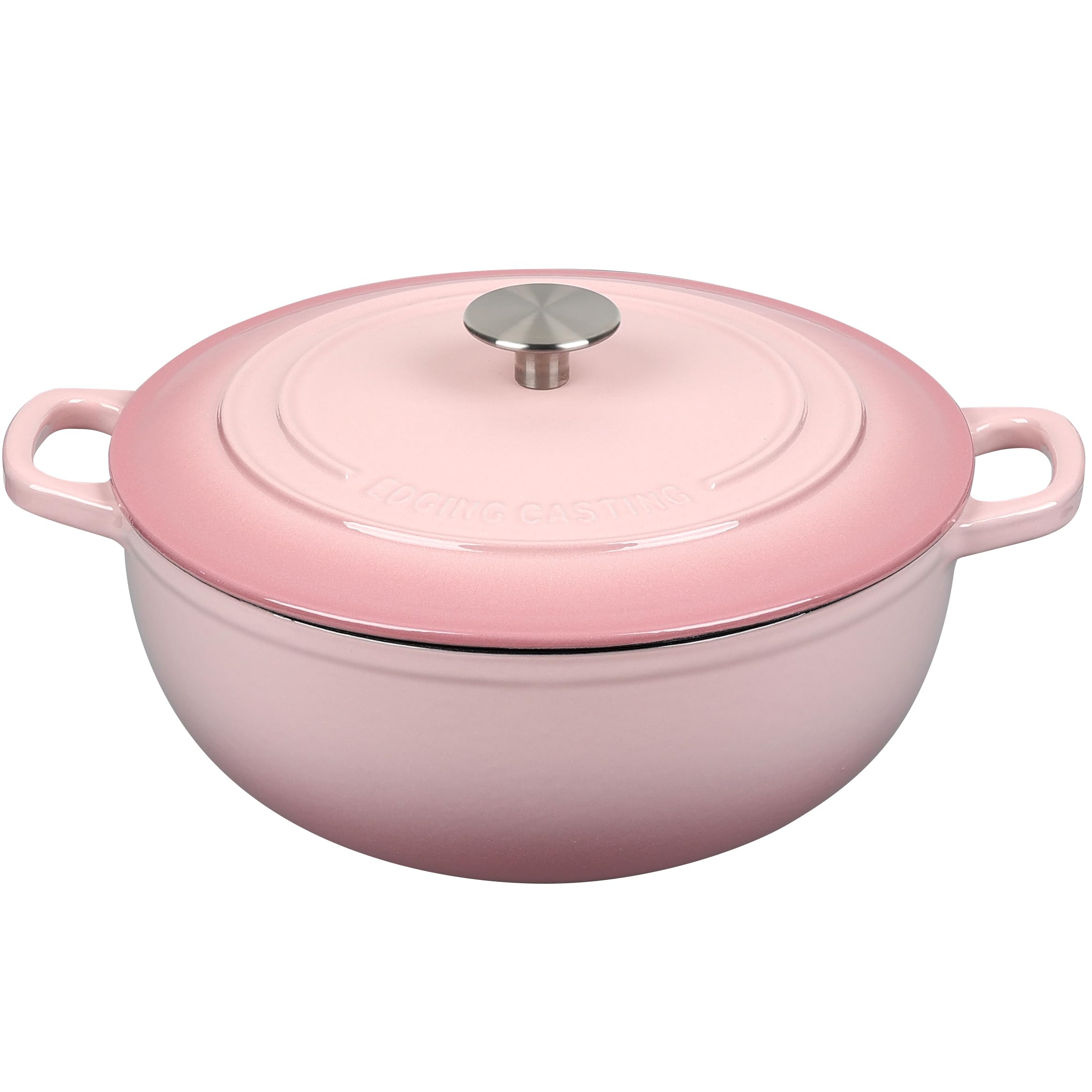 EDGING CASTING Enameled Cast Iron Dutch Oven Pot with Lid for Sourdough Bread Baking, Bread Dutch Ovens, Cooking Pots, 5 Quart, Pink Image