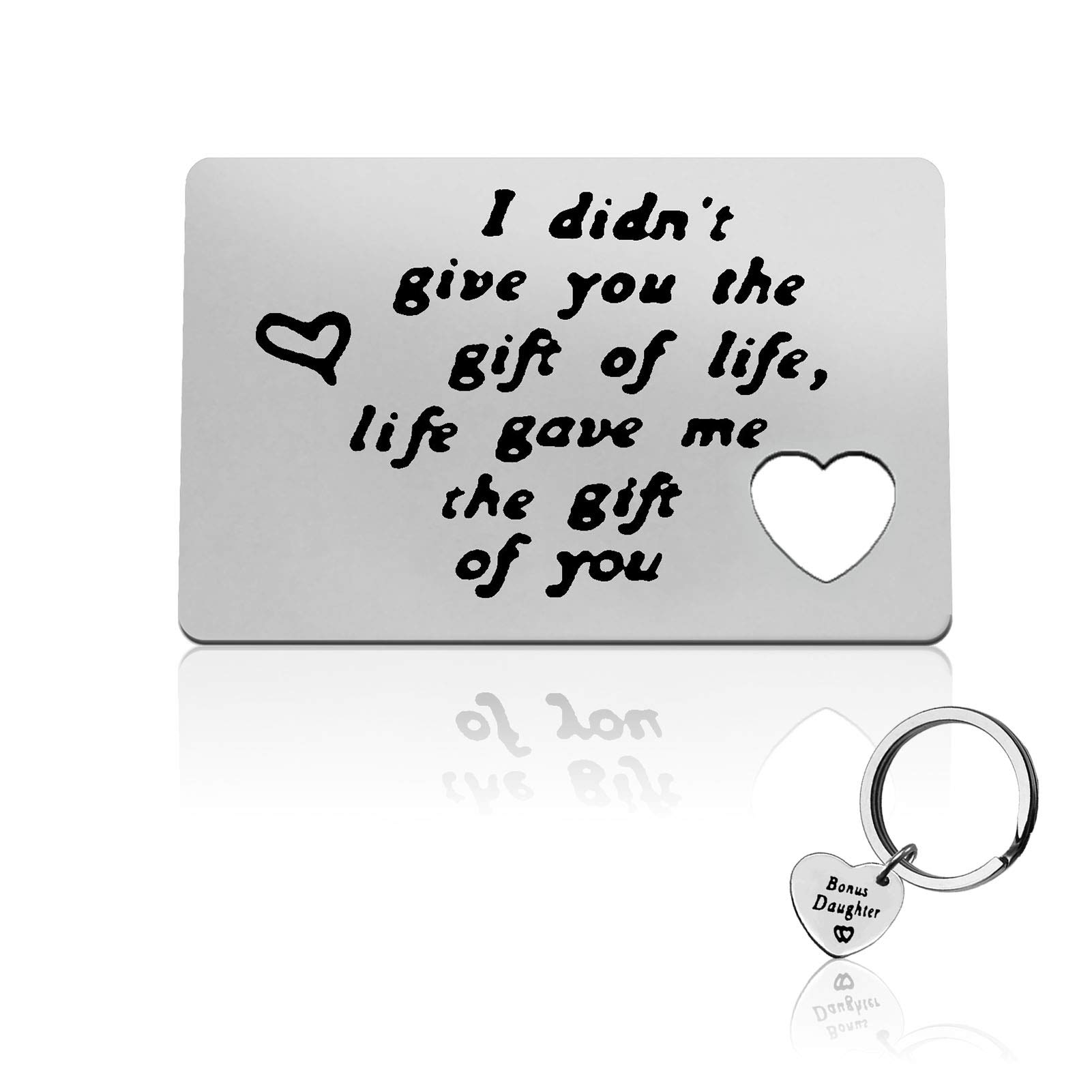 Bonus Daughter Gifts Stepdaughter Engraved Wallet Card Life Gave Me The Gift of You Card Set Christmas Birthday Gift for Daughter in Law Step Daughter Adoption Gift Wedding Gifts from Bonus Mom Dad