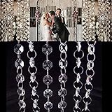 Fashionclubs 33ft Acrylic Clear Diamond Garland Strands Crystal Beads Chain For Christmas/Wedding Decoration