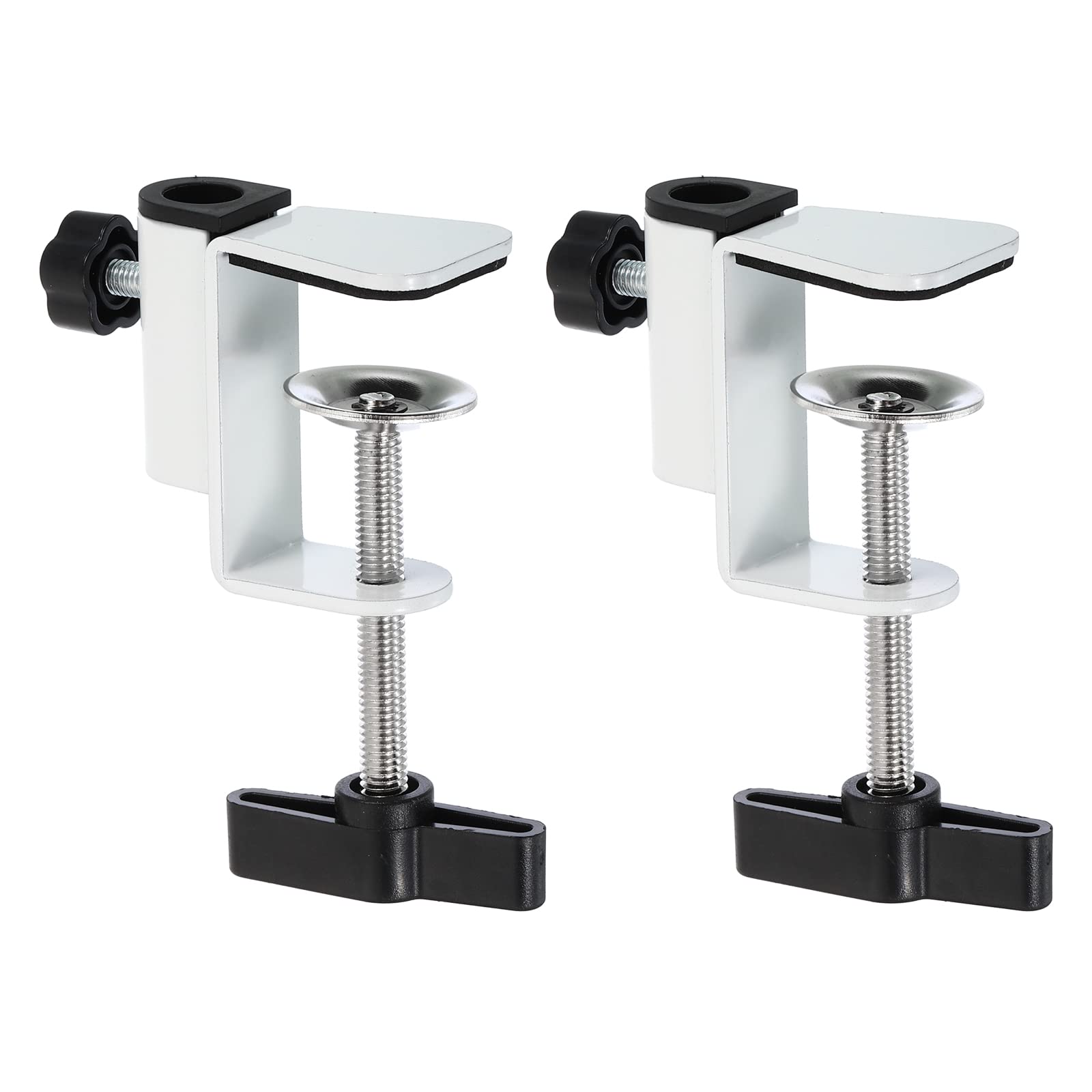 PATIKIL 0.49" Hole Dia. Desk Clamp, 2 Pcs Universal C-Clamp Base with Adjustable Screw for Microphone Mic Arm Table Lamp Mount Holder, White