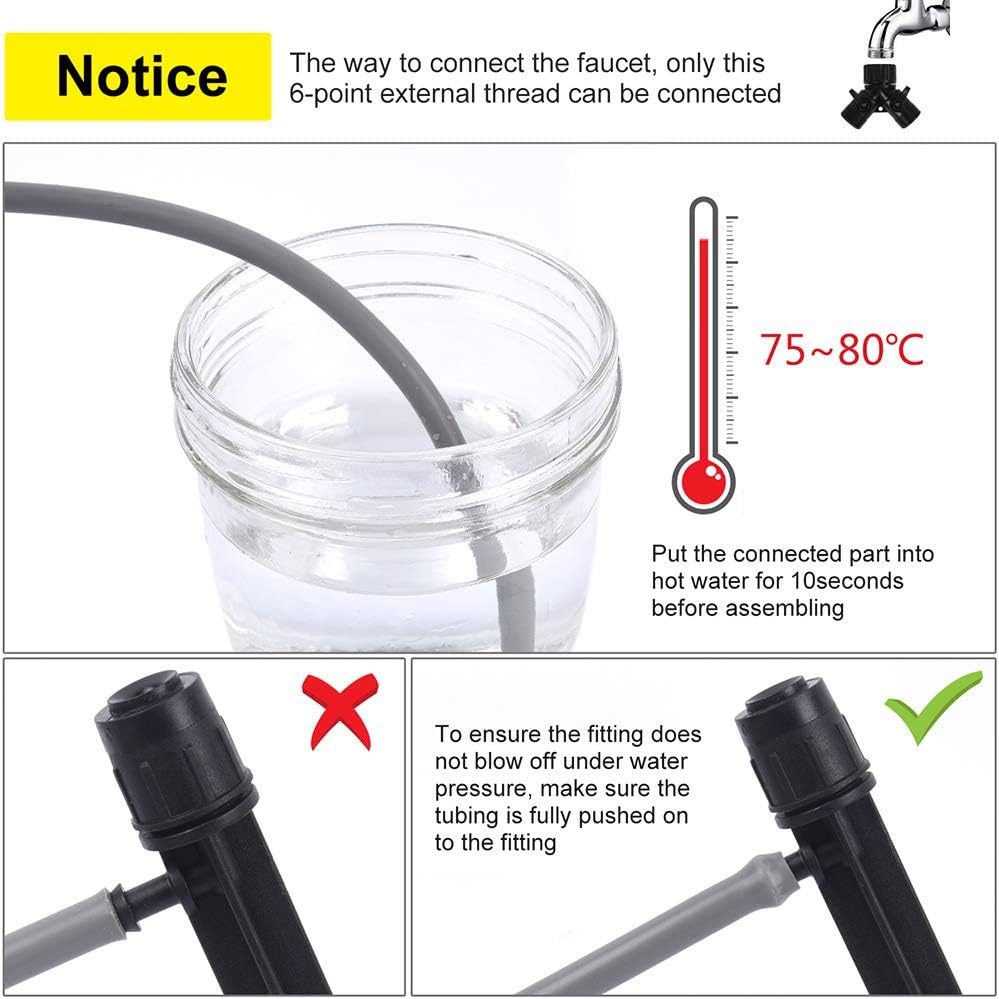 Drip Irrigation, Garden Irrigation System(70ft+35ft), DIY Plant Watering System, Distribution Tubing Hose, Saving Water Kit Accessories, Automatic Irrigation Equipment Set for Garden Greenhouse, Patio, Lawn : Garden & Outdoor