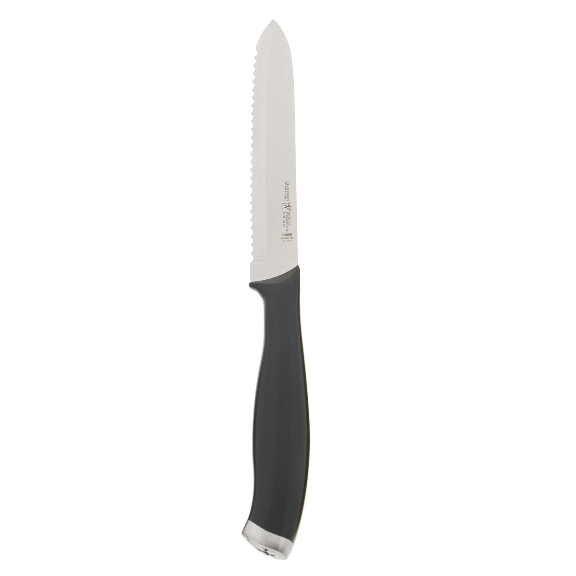 Photo 1 of HENCKELS Silvercap Razor-Sharp 5-inch Serrated Utility Knife, Tomato Knife, German Engineered Informed by 100+ Years of Mastery, Black