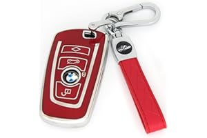 HAOYOUMEI Suitable For BMW Key.Advanced soft TPU key case is compatible with 1 X1 X3 2 X4 4 X5 5 X6 M5 M6 6 7 F20 3 GT3 GT5 key 360 Degree full protection key (Type A red Key Cover + key chain set)
