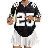 Oversized Jersey Shirts for Women Baggy Graphic Number Tees V Neck Y2k Streetwear Tshirt Summer Fashion Tops