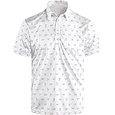 Funny Print Golf Shirts for Men Lightweight Dry-Fit Hawaiian Style Casual Polo with Stretch Fabric for Outdoor & Sports