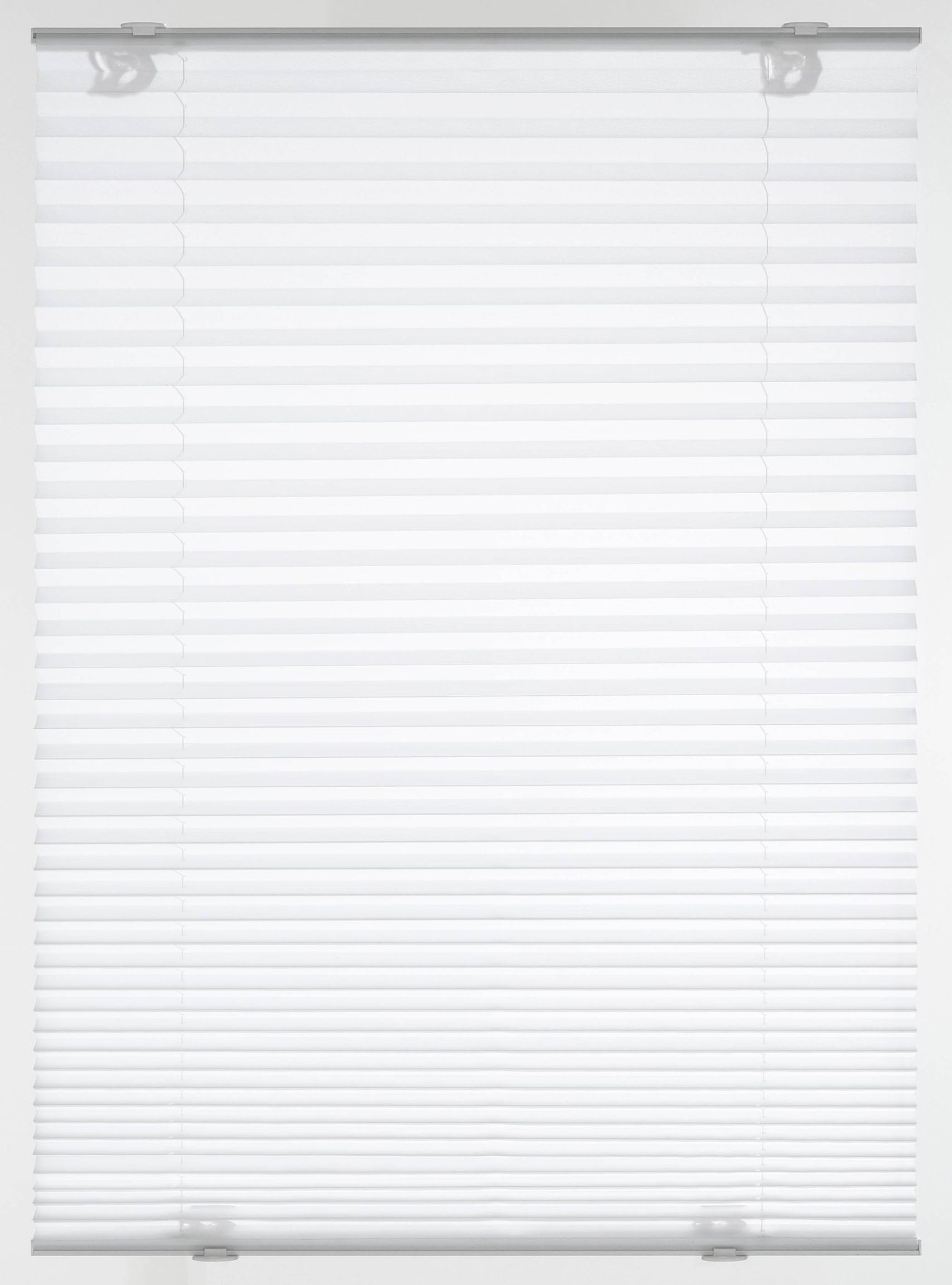 Gardinia Plissé Solo with Suction Cups, Opaque Folding Roller Blind, Includes All Assembly Parts, 2 Aluminium Control Rails, White, 90 x 130 cm (B x H), 32922